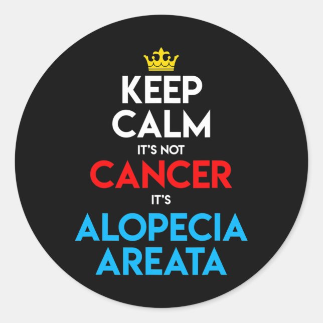 Pegatina Redonda Alopecia Areata Conciencia Pérdida de pelo Cabeza  (Anverso)