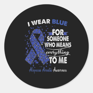 Pegatina Redonda Alopecia Areata Conciencia Que Llevo Azul Para Alg