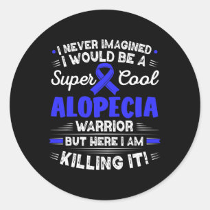 Pegatina Redonda Alopecia Areata Guay Alopecia Guerrera Alopecia Aw