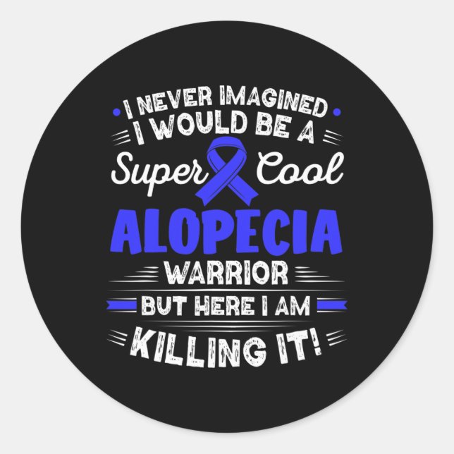 Pegatina Redonda Alopecia Areata Guay Alopecia Guerrera Alopecia Aw (Anverso)