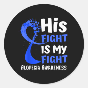Pegatina Redonda Alopecia Conciencia Cinta azul Esperanza Familia C