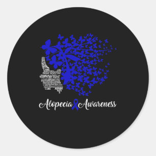 Pegatina Redonda Alopecia Conciencia Cinta azul Pérdida de cabello 