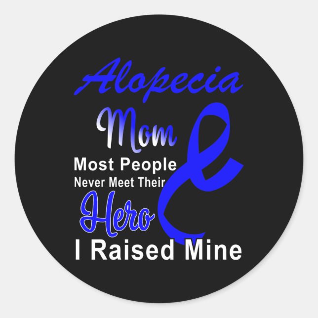 Pegatina Redonda Alopecia Conciencia Mamá Madre apoya Cinta Azul (Anverso)