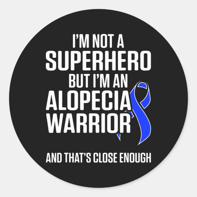 Pegatina Redonda Alopecia Conciencia Pérdida de cabello Guerrero So (Anverso)