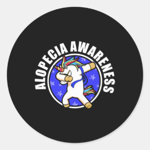 Pegatina Redonda Alopecia Conciencia Pérdida de pelo Guerrero Amant