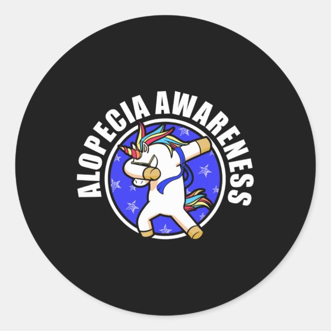 Pegatina Redonda Alopecia Conciencia Pérdida de pelo Guerrero Amant (Anverso)