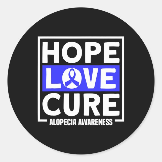 Pegatina Redonda Alopecia Esperanza Amor Curación Alopecia Areata A (Anverso)