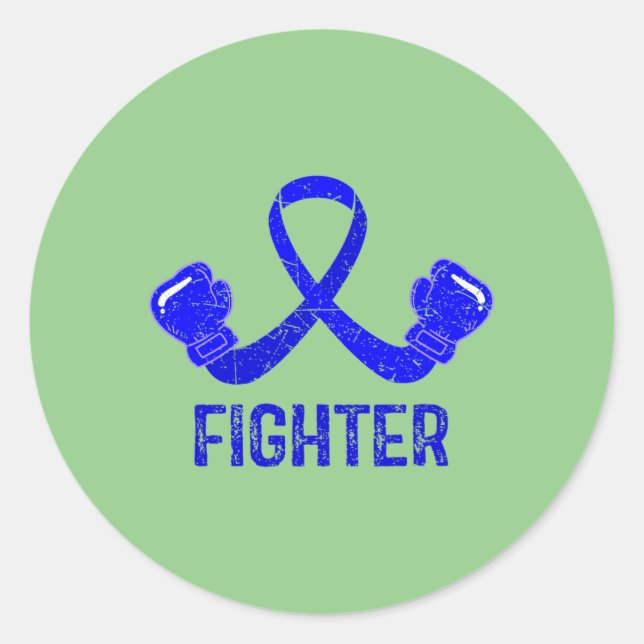 Pegatina Redonda Alopecia Guerrera Messy Bun Cinta Azul Alopecia Aw (Anverso)