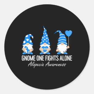 Pegatina Redonda Alopecia Sensibilización Gnomis Yo Uso Cinta Azul