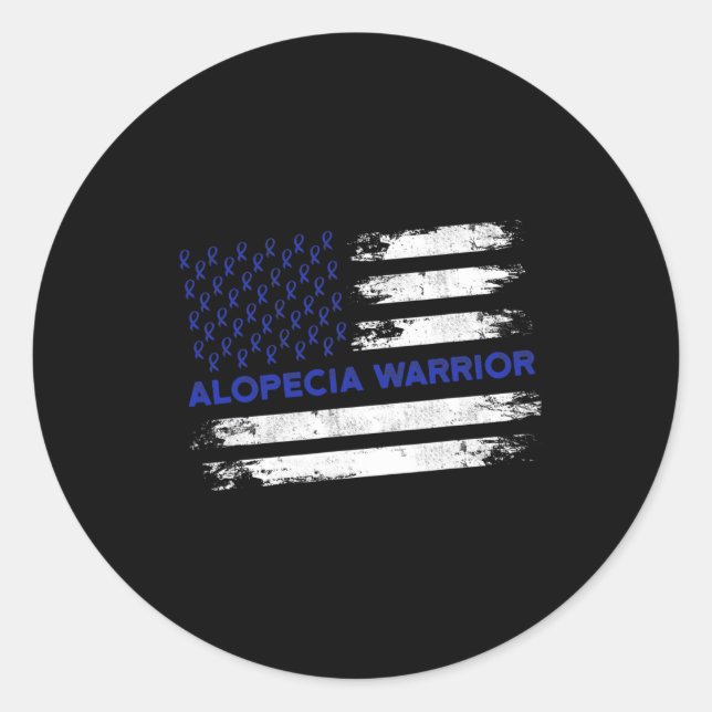 Pegatina Redonda Alopecia Sensibilización Hair Loss Warrior Aware S (Anverso)