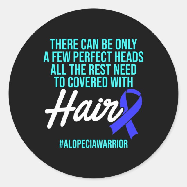 Pegatina Redonda Alopecia Sensibilización Pérdida de pelo Guerrero  (Anverso)
