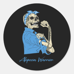 Pegatina Redonda Alopecia Warrior Awareness Support Strong Skeleton