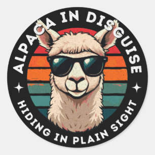Pegatina Redonda Alpaca disfrazada - Escondida a la vista