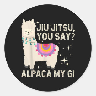 Pegatina Redonda Alpaca Divertido de Jiujitsu Artes Marciales Jiu B