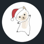 Pegatina Redonda Alpaca Merry Christmas Winter Animals Alpacas<br><div class="desc">La alpaca para Navidades con luces de hadas. Animales divertidos con regalos y nieve para las vacaciones. También es gracioso para los Navidades en julio. Las Alpacas son lindos animales y perfectas para los Navidades.</div>