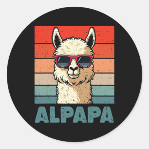 Pegatina Redonda Alpapa Día del Padre mejor papa Alpaca divertida A