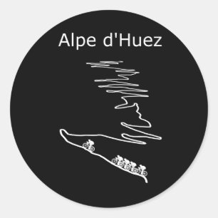 Pegatina Redonda Alpe d Huez en Francia diseño ciclista para hombr