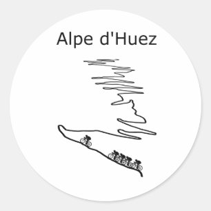 Pegatina Redonda Alpe d Huez en Francia en bicicleta para hombres y