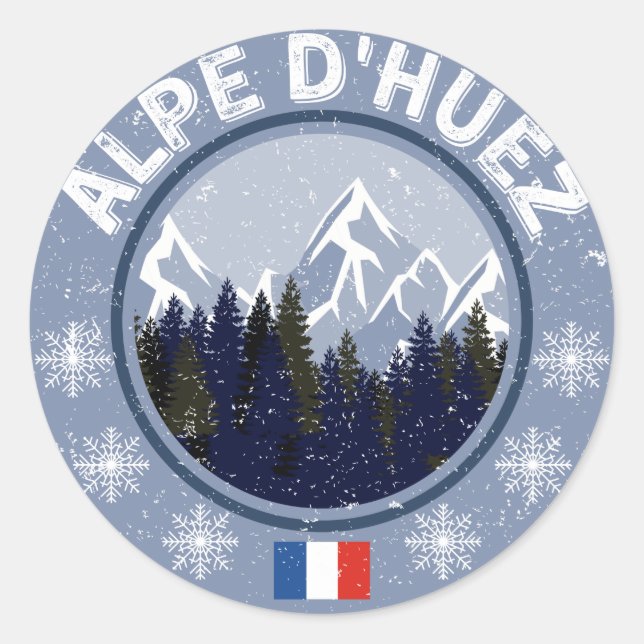 Pegatina Redonda Alpe d'Huez Station de ski Sticker (Anverso)
