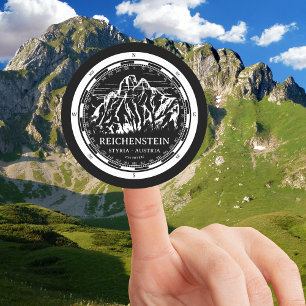 Pegatina Redonda Alpes de Austria en el monte Reichenstein