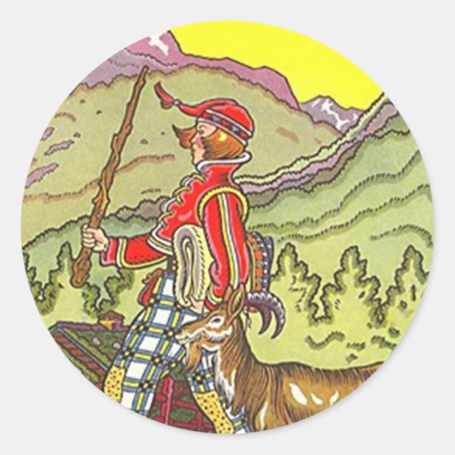 Pegatina Redonda Alpes suizos pegatinas Heidi Senderismo alpino HIk (Anverso)