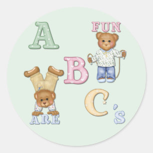 Pegatina Redonda Alphabet Fun Teddy Bears