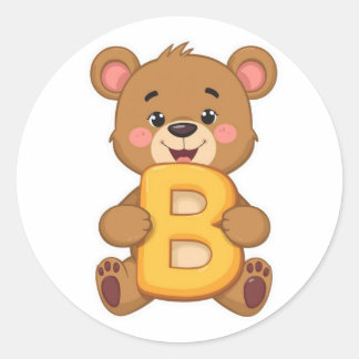 Pegatina Redonda Alphabet Sticker – B with Bear