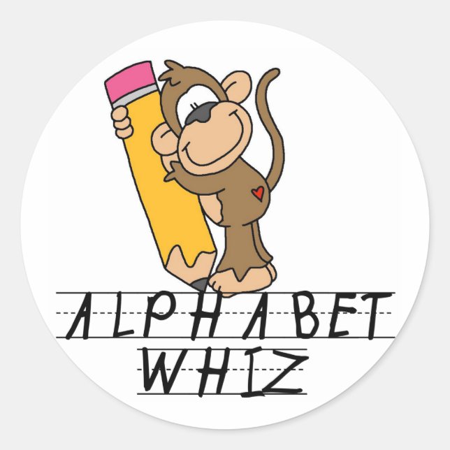 Pegatina Redonda Alphabet Whiz (Anverso)