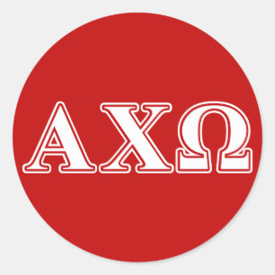 Pegatina Redonda Alphi Chi Omega Letras Blancas y Rojas