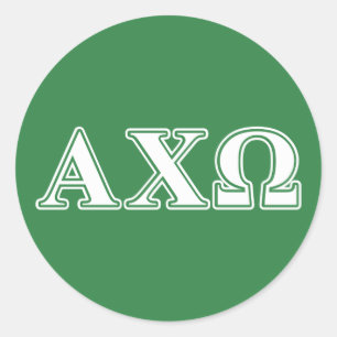 Pegatina Redonda Alphi Chi Omega Letras Blancas y Verdes