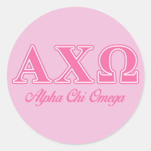 Pegatina Redonda Alphi Chi Omega Letras Rosas