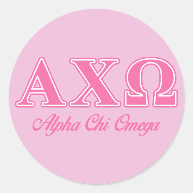 Pegatina Redonda Alphi Chi Omega Letras Rosas (Anverso)