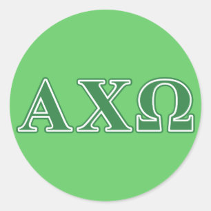 Pegatina Redonda Alphi Chi Omega Letras Verdes