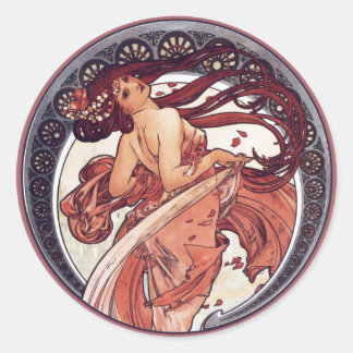 Pegatina Redonda Alphonse Mucha - Baile