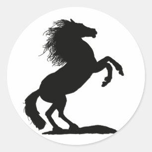 Pegatina Redonda Alquiler de Stallion negro -