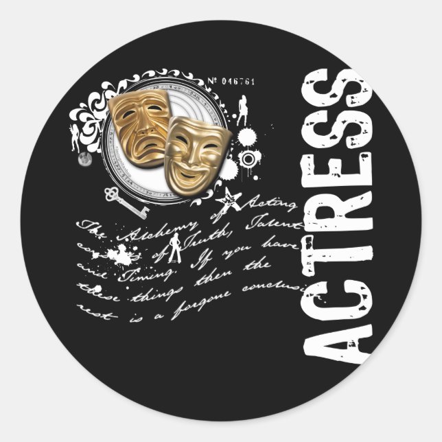 Pegatina Redonda Alquimia de actriz de acción (Anverso)