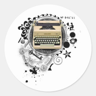 Pegatina Redonda Alquimia de la máquina de escribir