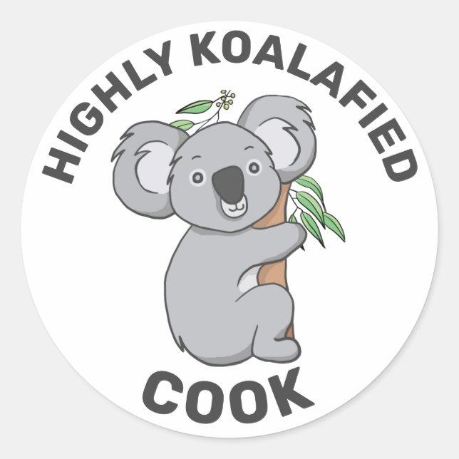 Pegatina Redonda Alta Koalafied Koala Cocina calificada (Anverso)