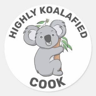 Pegatina Redonda Alta Koalafied Koala Cocina calificada