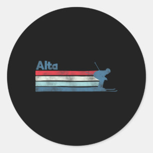Pegatina Redonda Alta Utah Retro Ski