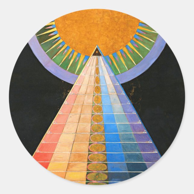 Pegatina Redonda Altarpe de Hilma Af Klint No 1 (Anverso)