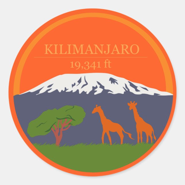 Pegatina Redonda Altitud de Kilimanjaro (Anverso)