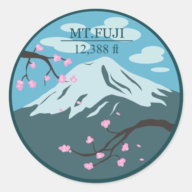 Pegatina Redonda Altitud del monte Fuji (Anverso)