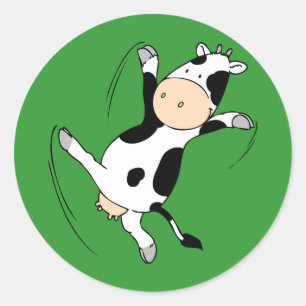 Pegatina Redonda Alto Cow.png de retroceso con el pie