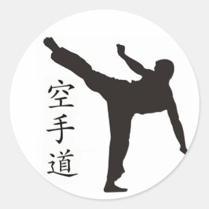 Pegatina Redonda Alto kanji del retroceso/del karate