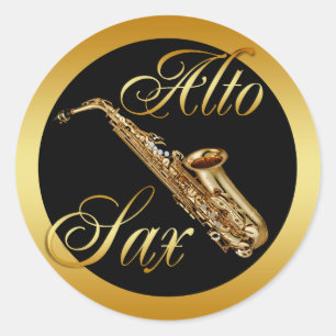 PEGATINA REDONDA ALTO SAX