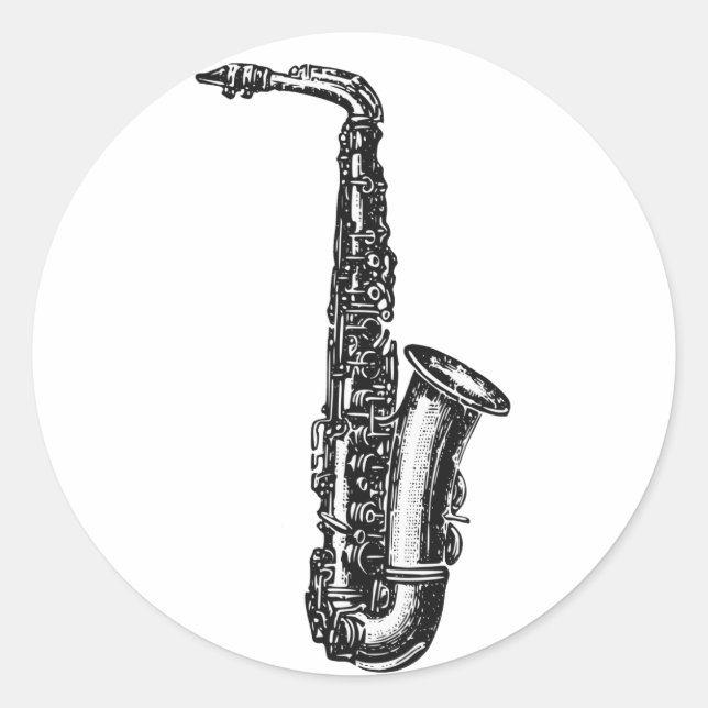 Pegatina Redonda Alto saxofón (Anverso)