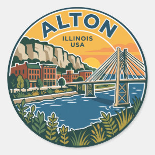 Pegatina Redonda Alton Illinois EE. UU.
