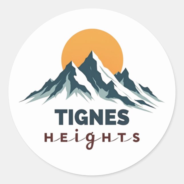 Pegatina Redonda Alturas de Tignes Monte (Anverso)