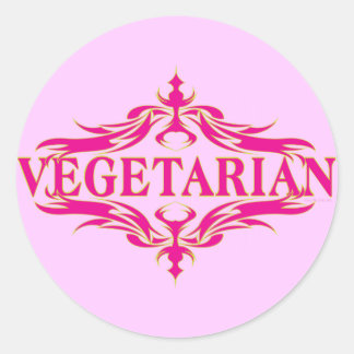 Pegatina Redonda Alucinación en rosa - Vegetarina
